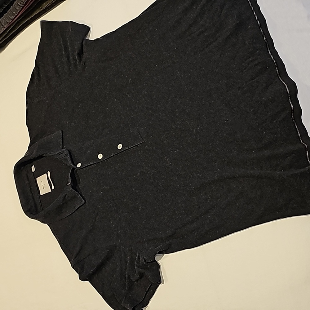 Billy Reid Cotton Cashmere Charcoal Polo  Size L
